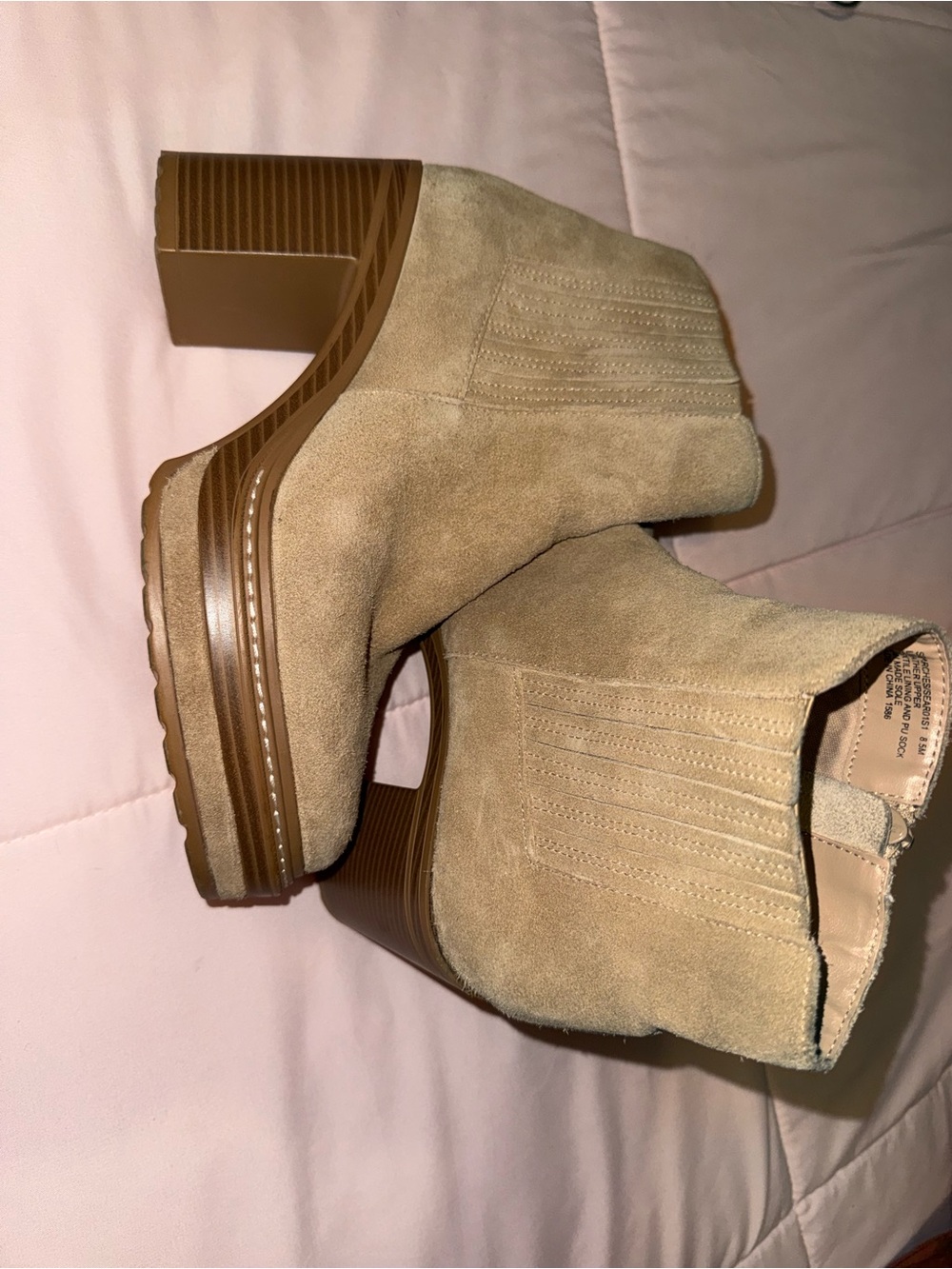 Steve Madden Tan Suede Platform Ankle Booties